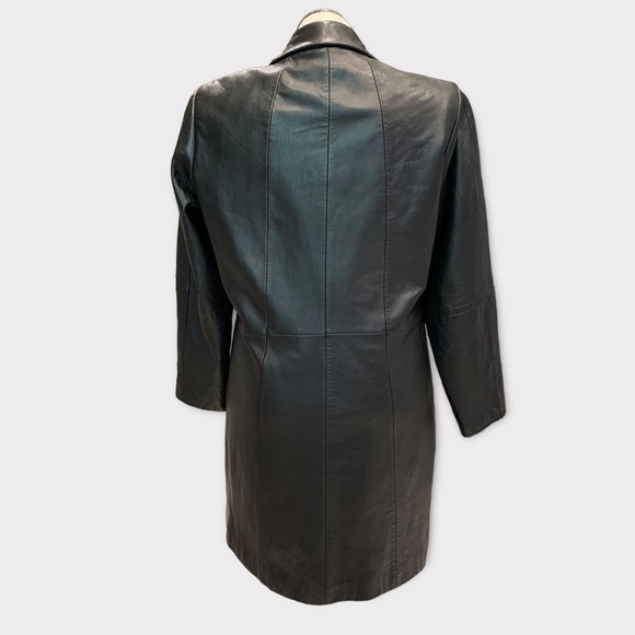 Genuine Lambskin leather black long jacket by Preston & York Womens Sz L - Picture 8 of 14